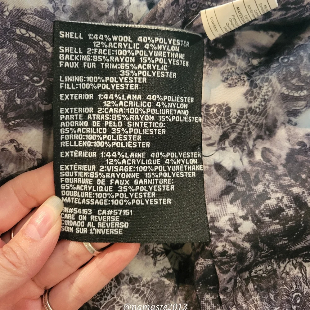 Guess Wool Blend Pea Coat Faux Fur Collar Leather Belt Studded Black Small #613 - Picture 7 of 14